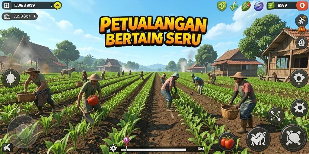 Screenshot dari gameplay petualangan bertani yang seru.