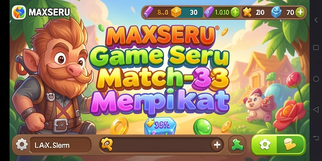 Tampilan gameplay seru dalam MAXSERU dengan pencocokan warna.