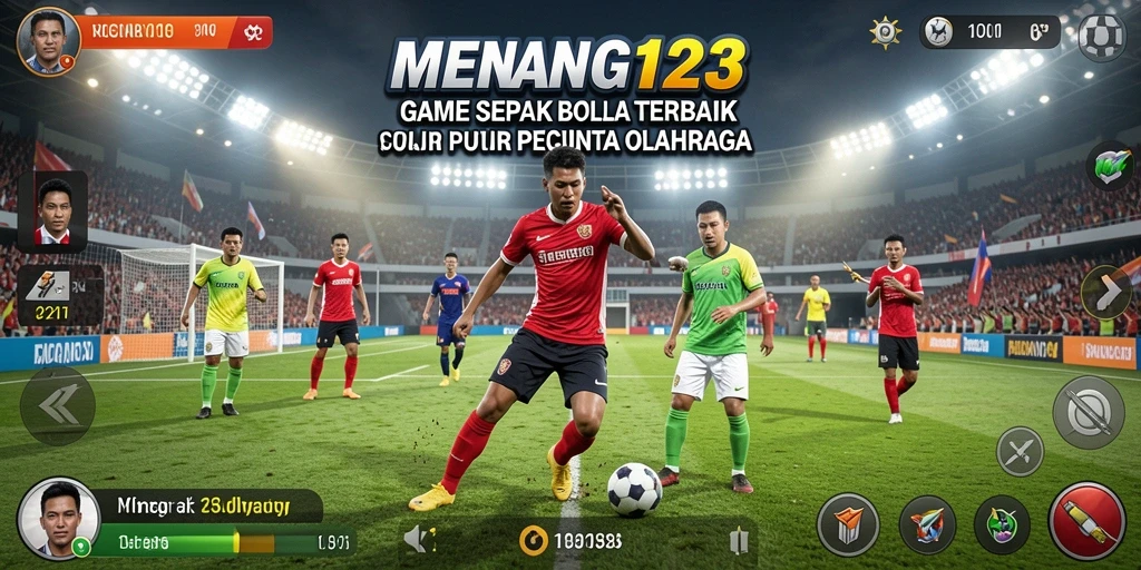 Tampilan gameplay seru dalam MENANG123 dengan aksi sepak bola yang mendebarkan.